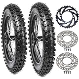 CWTD オフロードバイクホイールセット - ピットバイク、モトクロス、クーラースター用コンプリートキット - フロント70/100-17 + リア90/100-14タイヤ ディスクローター 15mmベアリング