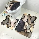 3 Piceceバスルームマットセット(バスルームカーペット+台座ラグ+トイレシートカバー)
