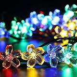 KuGi イルミネーション ソーラー LEDライト 桃の花形 長さ7m 50個led電球 防雨 防水IP65 室内室外 飾り ランプ ソーラー充電式 電気代不要 結婚式 学園祭 ガーデンパーティー フ