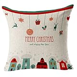 Eremi（TM）1個品質メリークリスマスエルク雪だるま広場新コンポジットリネンブレンドピローケース抱き枕カバーベッドホームテキスタイルを投げます