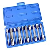 Simplyシルバー – 10pc XZNトリプルスクエアロングスプラインソケットビットセット1 / 4 " 3 / 8 " 1 / 2 "改ざん防止