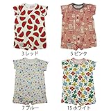 【SiShuNon/SKAPE】総柄ガールズ半袖ロンパース エスケープ 女の子 総柄 スイカ カフェ シェル マリン 花 フラワー 半袖 ロンパース 70 3 レッド