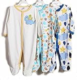 FANTASIEN 男の赤ちゃん3パックのボタン正面睡眠n遊びまくらぎsleepsuitsランダムカラー ((0-3)M)