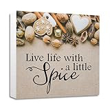 スタイルで印刷Live Life with a little spice Strechedキャンバスラップフレーム印刷壁飾り 16"x16" ホワイト CNVDECMVDDC282P_W16x16