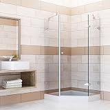 Vigo Verona 42 x 42-in。Frameless neo-angleシャワーエンクロージャwith .375-in。クリアガラスとつや消しニッケルハードウェア(シャワーベース付属） 4