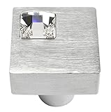 Atlas Homewares 3194 Crystal Collection .98-Inch Square Off Center Crystal Knob, Brushed Anodized Al