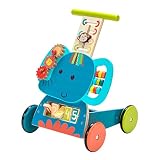 Labebe 子供ウォーカー プッシュ&プル手押し車おもちゃ ワゴントイ カタカタ 歩行器 - ブルー象