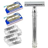 Kazakiri W Fino スリムハンドル 本格深剃り 両刃カミソリ 本体+替刃20枚付き 剃刀 かみそり 髭剃り 顔そり 男性 メンズ