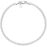 Adabele 925 Sterling Silver 2.4mm Diamond-Cut Bismark Link Bracelet 6.5" 7" 7.5" 8 Inch Chain for Women Girls Birthday Gift -