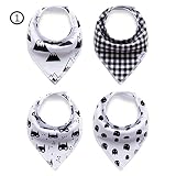 ベビー 3角 よだれかけ 4pcs 柔らかい オーガニック コットン 100％コットン 肌にいい 超吸収 バンダナ スナップ付 サイズ調整可能 赤ちゃん 女の子 男の子 3～24ヶ月 ギフト,1