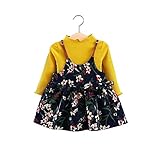 FEVON　ワンピース　 ベビー服　長袖　女の子　赤ちゃん　女児　春秋　2点セット　ニットセーター　サロペットスカート　花柄　おしゃれ　可愛い　子供ドレス　幼児　キッズ　ガールズ　新生児　通園 通学　