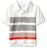 The Children's Place Toddler Boys' His Li'l Short Sleeve Striped Polo Shirt Simply White 4T [並行輸入品]