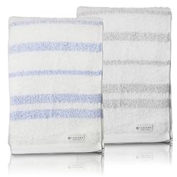 今治産タオル バスタオル 2枚組セット 驚きの柔らかさ 120×61cm 日本製 (2枚組 グレー×ブルー)