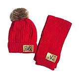 Goenn ニット帽子 &マフラー セット ベビー 赤ちゃん帽子 冬 かわいい 防寒 冬 しもやけ 対策 キッズ子供用 誕生日、お祝い、プレゼント　かわいい防寒帽子 公園 お出かけ お散歩 (レッド)