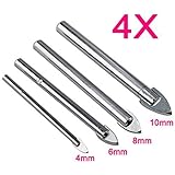 ガラスドリルビット　硬質ビット4-10ｍｍ切削径　タイルマーブル 面取り 工具　４個/セット