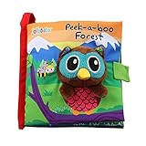 Tovadoo 布絵本 楽しいストーリー絵本 梟 馬 ぬいぐるみ絵本 布のおもちゃ 知育玩具 3ヶ月-1歳 知育玩具 着脱バンド付き プレゼント