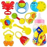 nurbo 9ピース新生児幼児赤ちゃんGirl BoyおもちゃRattles Developmental Musical Toy Set with Feeding Bottle