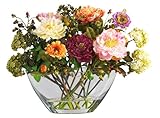 Nearly Natural 4668 Peony with Glass Vase Silk Flower Arrangement, Mixed by Nearly Natural [並行輸入品]