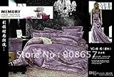 の紫色の花の豪華な綿サテンジャガード掛け布団カバー掛け布団キルトホーム繊維ベッドリネンの 4 PC のホームテキスタイルをプリント 1 に設定されて