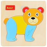 POTOJP 木製パズル 小さな立体パズ 立体の木製組立キット　 こぐま (24種類展開)　 Mini 3D Puzzle Kids Educational Funny Toy　積み木　木のおもちゃ 