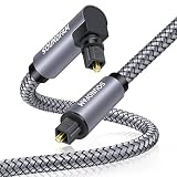 90度 光オーディオケーブル SOUNDFAM 直角 TOSLINK 光ケーブル 360度自由回転プラグ デジタルオプティカルオーディオケーブル オス-オス サウンドバー テレビ用-グレー（5M）