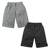(グレー/90cm)ベビー服 男の子 ハーフ パンツ ボトム フォーマル ポンチ素材 無地 ロールアップ ウエストゴム 男児 ベビー