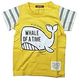 《春夏対応》 nico hrat(ニコフラート) 製品洗い加工済み 42/2天竺半袖くじらTシャツ 95cm/YE NO.B-270105