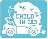 imoninn CHILD in car ステッカー　【マグネットタイプ】　No.37　ハリネズミさん　（水色）
