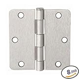 Dynasty Hardware 3-1/2" Door Hinges 1/4" Radius Corner, Satin Nickel, 8 - Pack [並行輸入品]