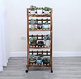 フラワーラック、ソリッドウッドのバルコニーリビングルーム地上に落ちるモバイルシェルフフラワーシェルフマルチフェンス3層カーボンカラープラスタイヤ ( サイズ さいず : 50*31*98cm )