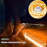 Motion Activatedベッド下ライト、ainatuセンサーナイトライトモーションセンサータイマーベッドサイドのベッドルーム、ライト柔軟なLEDストリップライトストリップwith自動on / 