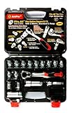 Ampro T45971 3/8-Inch Drive Fits-All Go-Thru Socket Set SAE and Metric, Standard and Deep, 17-Piece 