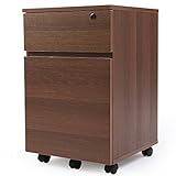 【組合せデスク】チェスト単品 可動チェスト ワゴン 鍵付 フルスライドレール キャスター付 ウォルナット