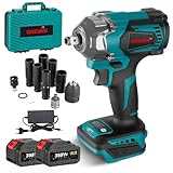 ONEVAN インパクトレンチ 18v 充電式 電動インパクトレンチ 18vマキタ 互換可能 緩めトルク700N・m 締め付けトルク630N・m 正逆転両用 4速切り替え LEDライト付き 無段変速 18vインパクト 電動インパクト 電動レンチ タイヤ交換 青い (700NM+バッテリー*2+ケース)