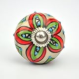 Ornate colorful floral Ceramic knobs for cabinets & cupboards - hand painted pulls