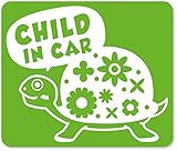 imoninn CHILD in car ステッカー　【マグネットタイプ】　No.53　カメさん　（黄緑色）
