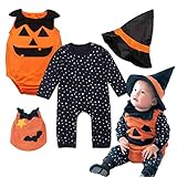 新生児赤ちゃんハロウィンノースリーブボディスーツ+ Romper with MagicキャップClothingセット カラー: オレンジ