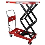 油圧式リフトテーブル 高床タイプ 赤 最高位約1310mm 耐荷重約350kg キャスター付き 台車 油圧リフト 昇降台車 テーブルリフト テーブルリフター リフティングテーブル ハンドテーブルリフタ