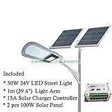 DC HOUSE ソーラー道街灯 50W DC24V LED ソーラーパネル100w*2個 セット
