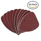 Hootech　サンドペーパー　サンダー用　サンディングパット　５穴あき　40/60/80/100/120/180/240/320/400/800 三角形　50枚セット