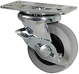 Stanley National S846-588 # - 4 Pack - 2 Swivel Plate Caster with Brake, Grey by Stanley National