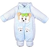 エルフ ベビー(Fairy Baby)ベビーカバーオール冬 ロンパース 足つき 防寒着フード付き 可愛い動物(ブルー、サイズ：73)