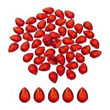 uxcell 50個セット フラットバックアクリルティアドロップジェム 13x18mm 人工宝石 DIYクラフト ビーズ ウェディングパーティー フェイスペインティング 宝石メイキング ディープレッド
