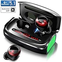 【最新Bluetooth5.1技術 Qualcomm® aptX™】 Bluetooth イヤホン Hi-Fi 高音質 完全 ワイヤレス イヤホン 自動ペアリング イヤホン本体で12時間音楽再生 3000mAh充電ケース付き LEDディスプレイ電量表示 ブルートゥース イヤホン 左右分離型 IPX7防水 CVC8.0ノイズキャンセリング AAC対応 PSE&技適認証済み (ブラック)