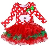 zloliaベビー服秋冬新しい年クリスマスサンタポルカドット弓レースドレス 120 レッド