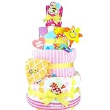 おむつケーキ サッシー 3段 出産祝い ベビー サッシー バスタオル ウォッシュタオル ループ付きタオル 歯固め ラトル Sassy sassy16