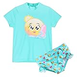 BAOHULU【水着子供用】女の子 ラッシュガード 可愛い笑顔　ペンギンセパレー水着 半袖　ファッション　キュート 柔らかい　伸縮性　可愛い花柄　カラーステッチ 上下セット水着　スイミングスーツ　 (