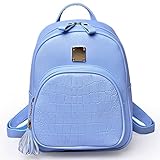 [ローアスポス] リュックサック レディース 軽量 2way OL 通勤 全4色 PU レザー 柄 タッセル付 (スカイブルー)