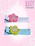 マンディ ベビー ヘアクリップ 2個セット Spankle Flower Fuschia_Mint