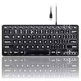 Perixx(ペリックス) PERIBOARD-332 バックライトキーボード ミニ 有線 USB 極薄デザイン デカ文字 ホワイトLED 光るキーボード 【正規保証品】 英語配列キーボード (有線・バックライト)